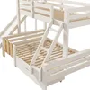 A white wooden bunk bed with a slide and ladder, shown from a diagonal angle. Náhled obrázku produktu