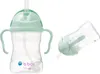 Two baby bottles with straws, one upright and one tilted. Produktbild-Vorschau