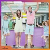A family of four posing with luggage in what appears to be an airport or travel terminal. Náhled obrázku produktu