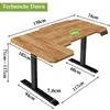 A diagram of a height-adjustable desk with dimensions. Anteprima dell’immagine prodotto