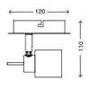 A diagram showing the dimensions of a lighting fixture. Anteprima dell’immagine prodotto