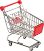 A miniature metal shopping cart with red accents, presented against a white background. Produktbild-Vorschau