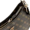 A close-up shot of a brown and gold logo-patterned handbag. Náhľad obrázku produktu