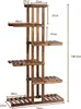 A wooden plant stand with multiple shelves, shown with dimensions indicated by text and lines. Produktbild-Vorschau