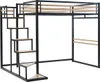 Łóżko loftowe - 140 x 200 cm - Metal & MDF - Naturalne Podgląd zdjęcia produktu 3