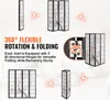 A collage of images showcasing a folding room divider with a cherry blossom design, highlighting its flexibility and rotation features. Anteprima dell’immagine prodotto