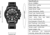 A black CURREN watch with a leather strap is displayed next to its specifications. Produktbild-Vorschau