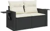 9-tlg. Garten-Sofagarnitur mit Kissen Schwarz Poly Rattan Produktbild-Vorschau 3