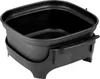 A black electric roaster insert with a square shape and raised rim, resting on a black stand with four legs. The insert has a handle on one side. Anteprima dell’immagine prodotto