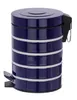 A blue pedal bin with silver stripes on a white background. Produktbild-Vorschau