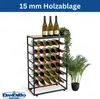 A wine rack filled with wine bottles, with plants and a wooden top shelf. Anteprima dell’immagine prodotto