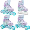 A collage of four different views of adjustable roller skates and ice skates. Produktbild-Vorschau