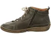 A side view of a single green leather boot. Voir les images du produit