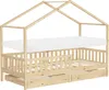 ML-Design Kinderbett Hausbett 90x200 cm Natur mit Matratze Produktbild-Vorschau 1