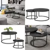 Collage of images showing nesting coffee tables in different settings and close-ups. Voir les images du produit