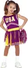 A young girl dressed as a cheerleader, posing with pom-poms. Produktbild-Vorschau