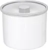 A clean product shot of a white cylindrical container with a transparent lid and a gray rim and knob. Anteprima dell’immagine prodotto