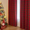 A Christmas-themed scene with a decorated Christmas tree and plaid curtains. Produktbild-Vorschau