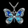 INF Collana vintage con ciondolo a farfalla Blu Anteprima dell’immagine prodotto 2