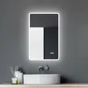 A modern bathroom vanity with a sink, faucet, and a lighted mirror displaying the time. Podgląd zdjęcia produktu