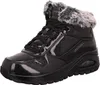 A black Skechers boot with gray faux fur trim is shown against a white background. Voir les images du produit