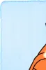 A close-up view of a light blue blanket with a stitched edge and a partial view of an orange and white cartoon character. Produktbild-Vorschau