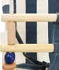 Babyschaukel mit Sicherheitsgurt Baumwolle Holz Blau Produktbild-Vorschau 8