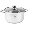 A stainless steel pot with a glass lid on a white background. Náhled obrázku produktu