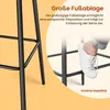Close-up of a person's foot on a bar stool footrest, with text highlighting features. Podgląd zdjęcia produktu