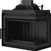 A black fireplace insert with a glass door. Produktbild-Vorschau