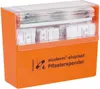 An orange first-aid plaster dispenser filled with plasters. Náhled obrázku produktu