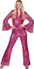 A woman wearing a pink sequined disco jumpsuit. Produktbild-Vorschau