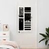 vidaXL Schmuckschrank mit Spiegel Wandmontage Weiß Produktbild-Vorschau 3