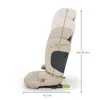Side view of a beige child car seat with measurement indicators. Produktbild-Vorschau
