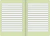 An open notebook with lined pages. Produktbild-Vorschau