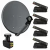 PremiumX SAT Anlage 4 Teilnehmer 80cm Antenne Quad LNB 4x Produktbild-Vorschau 1