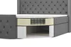 A cutaway view of a boxspring bed showing its internal structure and storage compartments. Produktbild-Vorschau