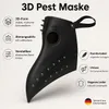 3D Pestdoktor Maske schwarz – Schnabelmaske für Halloween & Produktbild-Vorschau 2