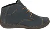 A side view of a single blue leather boot. Produktbild-Vorschau