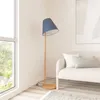 Lucande Stehleuchte Jinda, blau, Holz, Stoff, 160 cm, E27 Produktbild-Vorschau 4