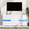 OKWISH Buffet avec Éclairage LED 16 Couleurs, 4 Tiroirs et Voir les images du produit 3