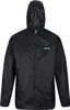 A black Regatta men's rain jacket with a hood, shown front-on against a white background. Produktbild-Vorschau