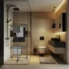 A modern bathroom with a shower, toilet, and vanity. Produktbild-Vorschau
