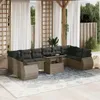 vidaXL 11-tlg. Garten-Sofagarnitur mit Kissen Grau Poly Produktbild-Vorschau 2