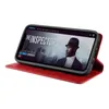 A red flip phone case for an iPhone 11 Pro is shown open, displaying a movie streaming service on the phone screen. Produktbild-Vorschau