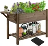 Yaheetech Hochbeet mit Ablagefach, Blumenkasten aus Holz, Produktbild-Vorschau 1