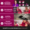 A collage of images and text explaining how to play a murder mystery game. Produktbild-Vorschau