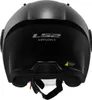 The back view of a black motorcycle helmet. Voir les images du produit