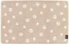 A beige bath mat with white paw prints. Produktbild-Vorschau