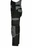 A side view of a pair of black and gray work pants with multiple pockets. Produktbild-Vorschau